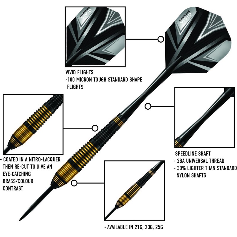 Harrows Darts Vivid Brass Black 21 g