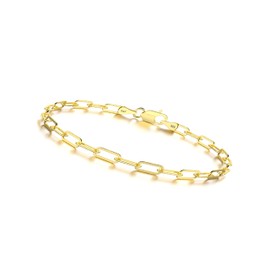 nometo 925 Sterling Silver Paperclip Bracelet Lobster Clasp 5mm 18k Gold Over Paperclip Bracelet for Women Diamond Cut 6.5-9Inches(7)