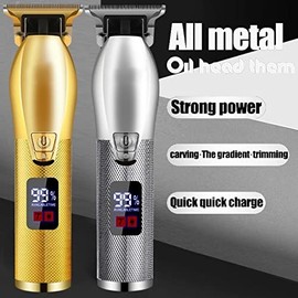 Hair Clippers for Men, Hair Clipper Rechargeable Electric Professional T-shaped Contour Finishing Cutter Beard Trimmer Razor Cordless Corded Hair Clipper (Color : Gold)