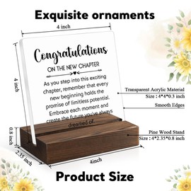 Juoqg Congratulations on The New Chapter Acrylic Sign with Wooden Stand, New Job Gift for Colleague, Promotion Gift for Coworker, Graduation Retirement Farewell Gifts for Friend, New Chapter Gift