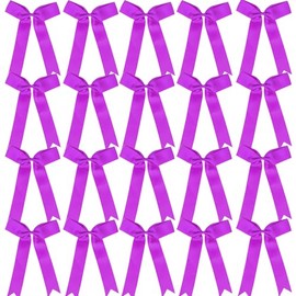 Hipcheer 20pcs Collegiate Style Cheer Bows for Girls, Long Tail Skinny Cheer Bow Ponytail Holder Handmade Bows for Girls Teens Softball Cheerleader Sports (Light Purple)