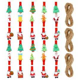 Pack of 30 Christmas Wooden Clips, Clips, Advent Calendar, Wooden Pens for Advent Calendar, Numbers, Christmas Clothes, Pegs, Wooden Small Christmas Pegs, Wooden Decoration, Small