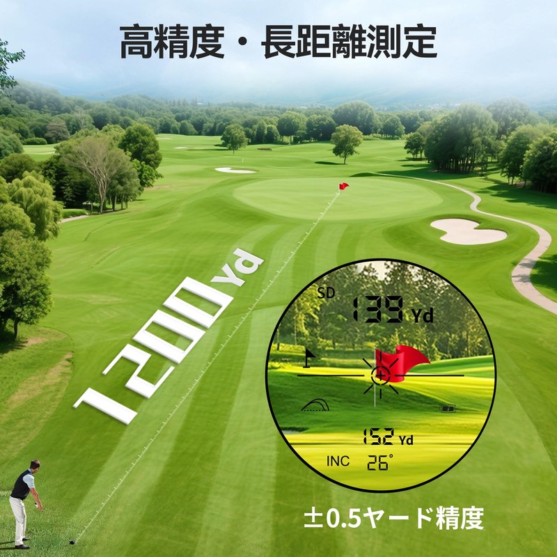 1200yd Golf Rangefinder, Magnetic, Lightweight, Laser Distance Measuring Instrument, Fastest