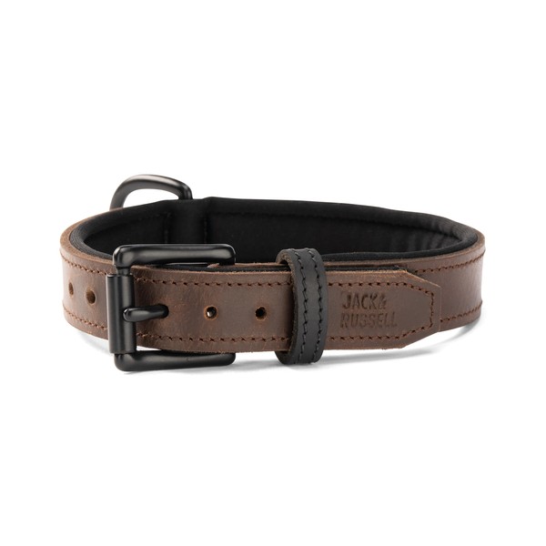 Real Leather Dog Collar with Neoprene Layer - Padded and