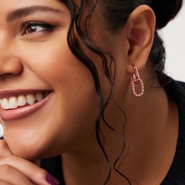 MUMREUES Rose Gold Earrings for Women 14K Gold Plated Hoop Earring Dainty Minimalist Simple Small Earrings Jewelry Gift for Her