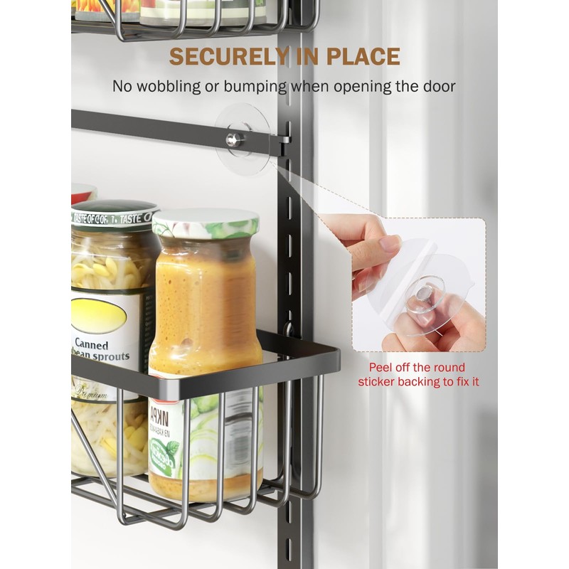 Delamu Adjustable Over the Door Pantry Organizer, 9-Tier Metal Pantry