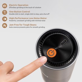 SPARKFE Portable Electric Coffee Grinder, Rechargeable Wireless Handheld Grinder with Stainless Steel Conical Burr, Adjustable Grind Settings, for Espresso, Moka, Pour Over, French Press, Cold Brew