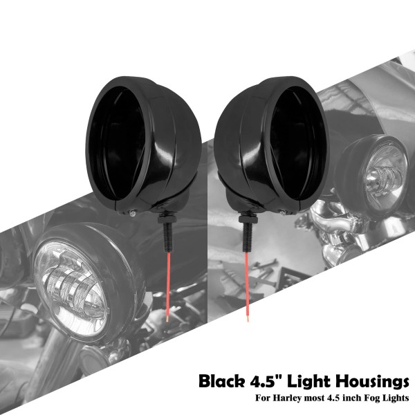 YHMTIVTU 2x 4.5" Auxiliary Fog Passing Light Housing For Harley