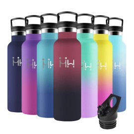 Motswedi Stainless Steel Drinking Bottle, 0.5 L, BPA-Free, Cold and Warm, Drinking Bottles with Straw, Leak-Proof, Stainless Steel Drinking Bottle for Sports, Fitness, Outdoor, Yoga, Red & Black