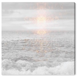 The Oliver Gal Artist Co. Nautical and Coastal Wall Art Canvas Prints 'Grey Sea' Home Décor, 16 in x 16 in, Gray, Gold