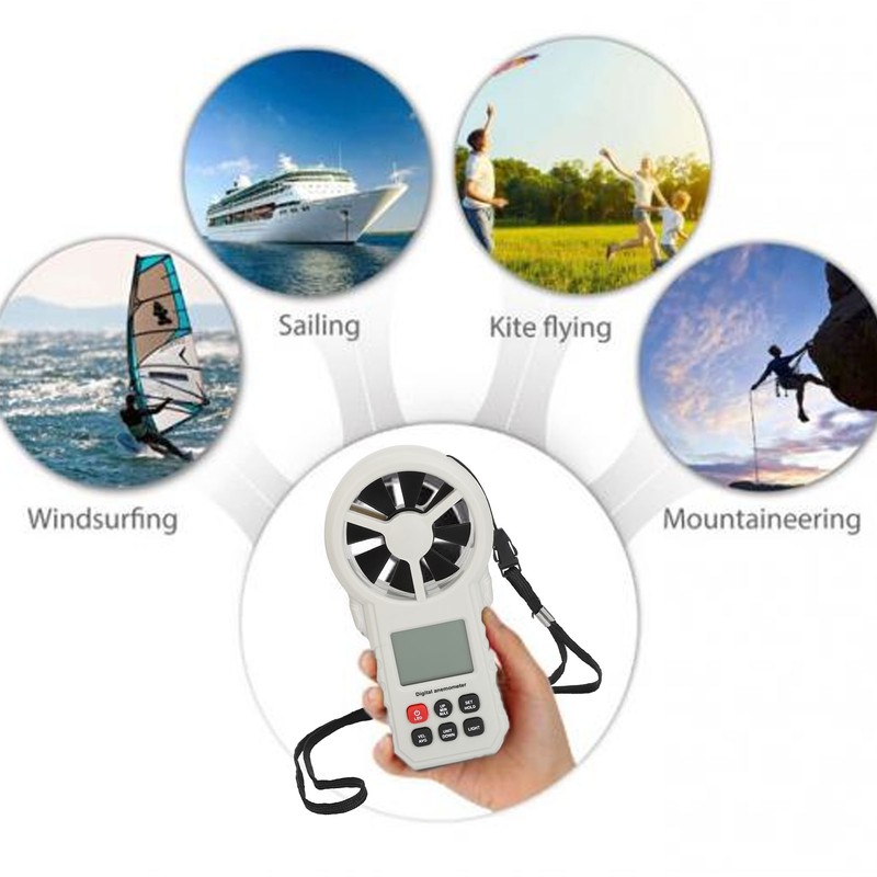 Digital Anemometer High Accuracy Handheld Wind Speed Meter LCD Display