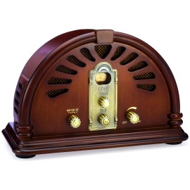 ClearClick Classic Vintage Retro Style Handmade Wooden AM/FM Radio w/ Bluetooth