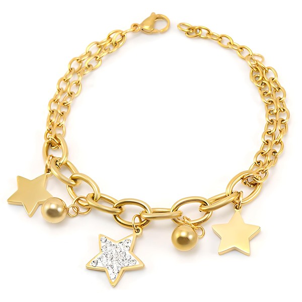 NALISASA Gold Charm Link Bracelet With Stars And Beads for