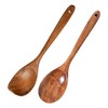 2Pcs Wooden Spoons for Cooking, Natural Teak Wood Corner Spoon