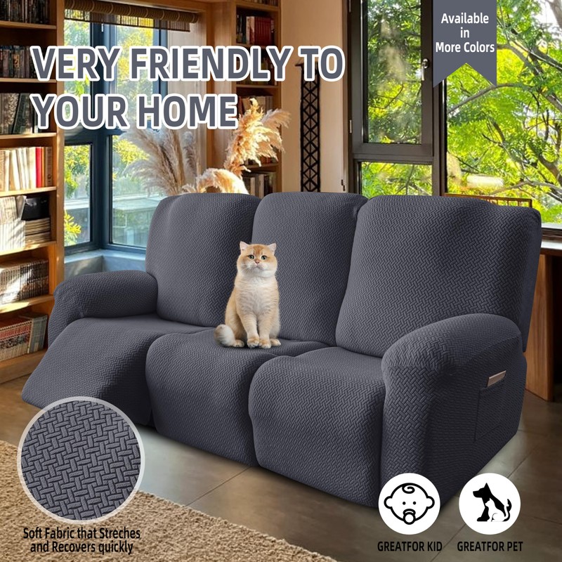 Genina Recliner Sofa Covers - Stretch Reclining Couch Covers with