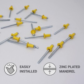 Pack of 100 Painted Blind Rivets 3.2 x 8 mm, Dome Head, DIN 7337, Aluminium Rivets and Steel Mandrel, Pop Rivets (100, Colza Yellow RAL 1021)
