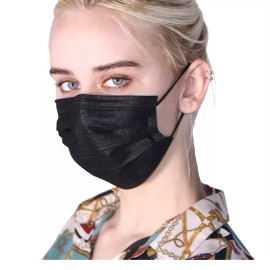 50PCS Black Premium Face Mask Mouth & Nose Protector Respirator Disposable Masks
