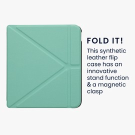 kwmobile Origami Case Compatible with Kobo Libra Colour Case - Slim PU Leather Cover with Stand - Mint