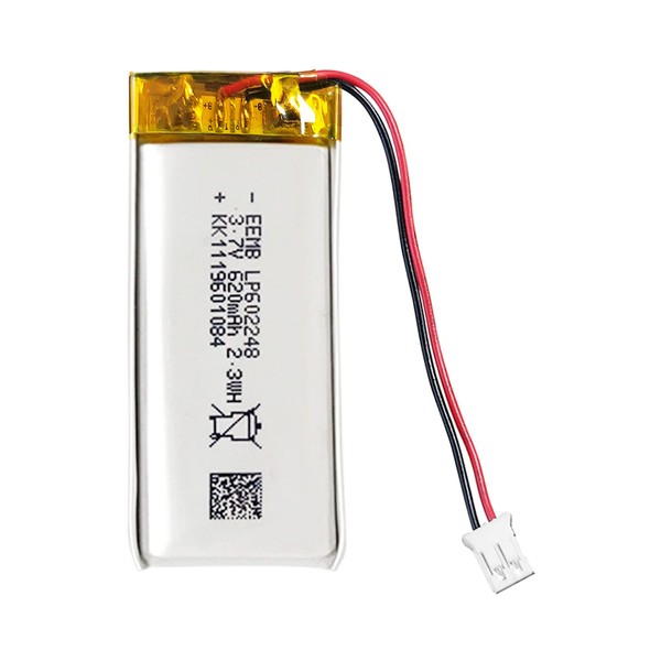 EEMB Lithium Polymer Battery 3.7V 620mAh 602248 Lipo Rechargeable Battery Pack with Wire JST Connector for Speaker and Wireless Device- Confirm Device & Connector Polarity Before Purchase