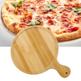 Bamboo Pizza Board 15 cm / 20 cm / 25 cm with Handle, Round Wooden Pizza Serving Plate, Pizza Plate Chopping Board Wooden Plate for 5/7/9 Pizzas, Steaks, Bread or Pastries (8 Inches for 7 Inches