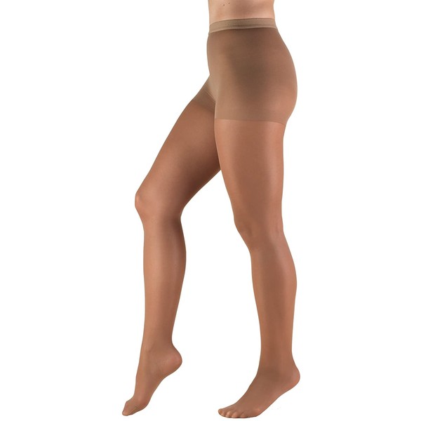 Truform Sheer Compression Pantyhose, 8-15 mmHg, Women's Shaping Tights, 20 Denier, Taupe, Medium