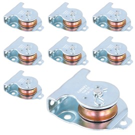 TAICHEUT 8 Pack Wall Mounted Pulley, 1-1/2 Inch Single Pulley Iron Galvanized Silver Small Directional Wire Rope Pulley for 3/8" Wire or Rope, Zinc-Plated