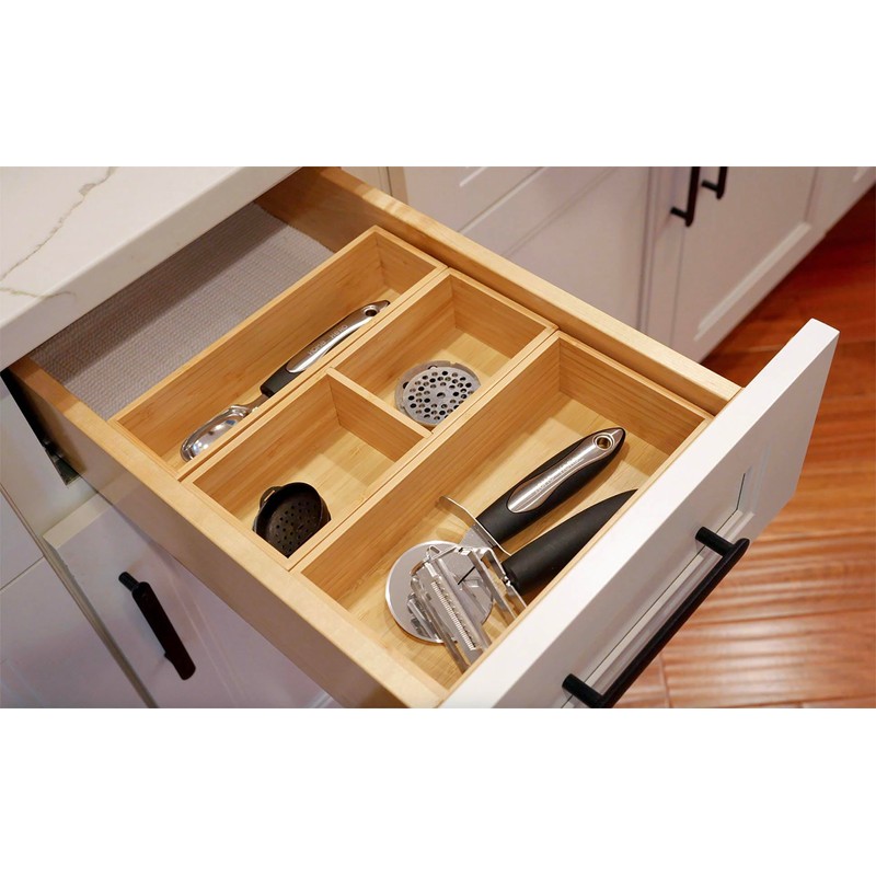 Umilife Drawer Organizer Storage Boxes, 2.5" High Bamboo Drawer Dividers,