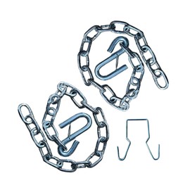 Rizz-Man Manufacturing Trailer Safety Chain (Pair) with Safety Hook & 2-Inch Chain Hanger - 24 Inch Length for Each Chain, 1/4" Diameter, for Reliable Transportation (6000 LB)