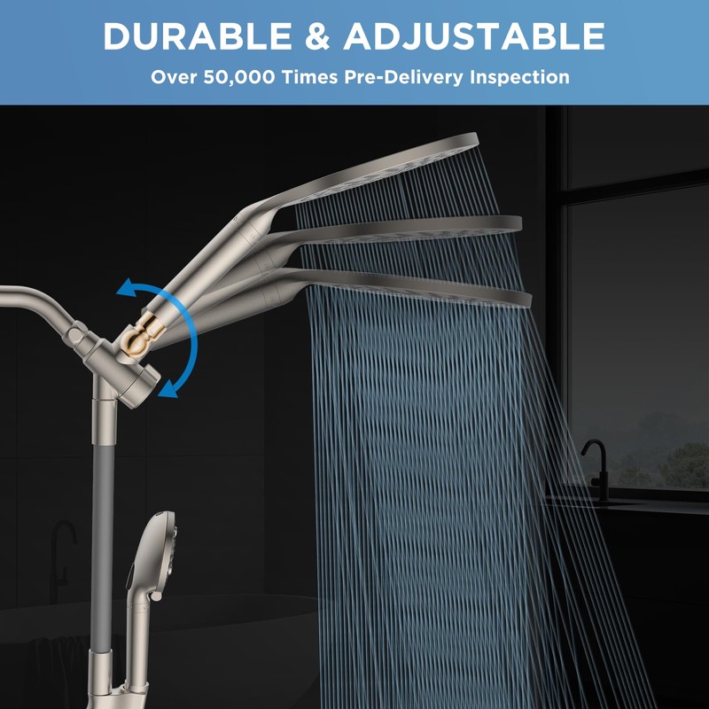 MakeFit Dual Filtered Rain Shower Head Combo, High Pressure Handheld
