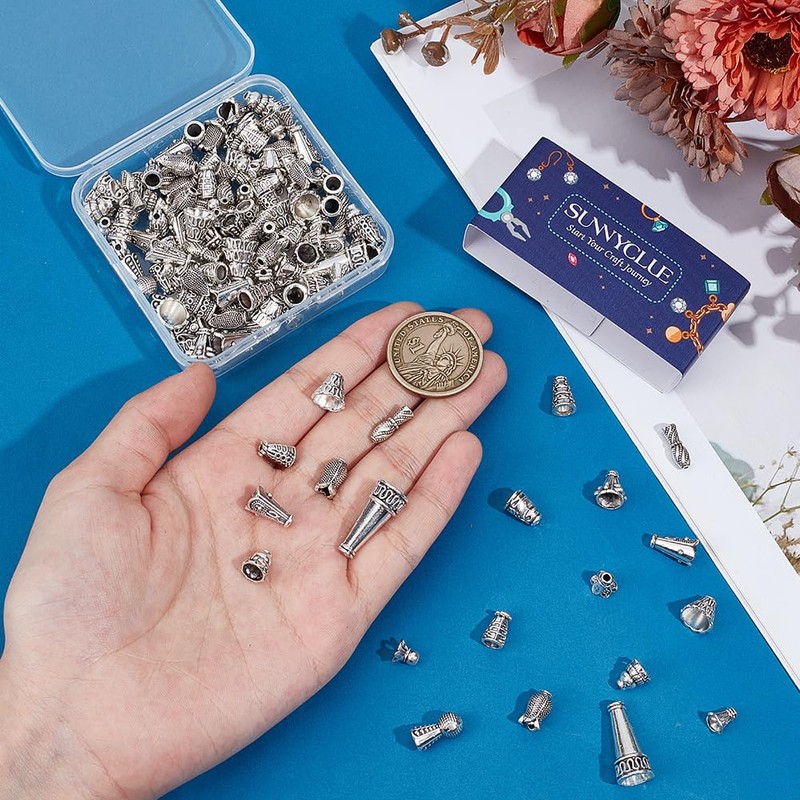 SUNNYCLUE 1 Box 100g Bead Cone Caps Tassel Bead Caps