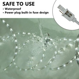 SURNIE Rope Lights Outdoor Waterproof Daylight-White: 540 LEDs 50ft Cuttable Outside Bright 110V Lighting 6000K Connectable Flexible Plug Thick Cool Clear Tube - Indoor Deck Patio Xmas Camping Decor