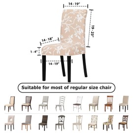 Leorate Chair Covers for Dining Room - Stretch Printed Spandex Fabric Chair Slipcovers Washable Removable Seats Slipcovers,for Kitchen,Dining Room,Wedding Decor,Hotel,Restaurant (125840, Pack of 6)