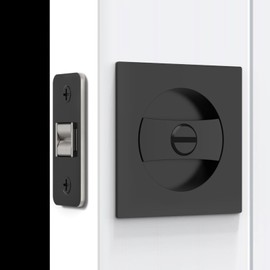 Coinkoly 2 Pack Pocket Door Lock for Bathroom, Matte Black Pocket Door Hardware Privacy Lock Square Frush Sliding Pocket Door