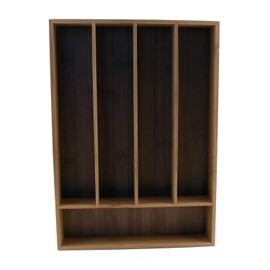 BergHOFF Bamboo Flatware Organizer 5-slot, 13.5" x 8.25", Natural, Fit in any size of drawer, great for spoons, forks, knives, scissors, peelers, chef tools