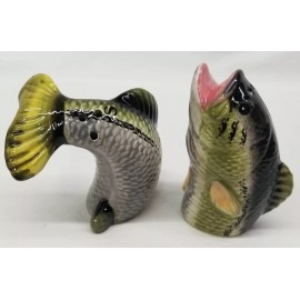 Country Side Trout or Bass Salt & Pepper Shaker Set by Country Side - NIB - Bass