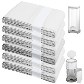 Pack of 6 Nappy Bin Refill Film Compatible with Korbell: 16 L Refill Bag Refill Film Nappy Bin Bag Nappy Disposal Bag Odour-Proof White