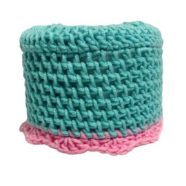 Toilet Paper Cover Retro Seafoam Green Pink Round Bathroom Crochet Handmade