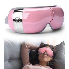 BOQUBOO Eye Massager with Heat for Migraines - Relieve Dry Eyes, Eyestrain, and Pain - Air Compression Eye Massager Mask for Relaxation, Sleep Improvement - Christmas Gifts for Women and Men (Pink)