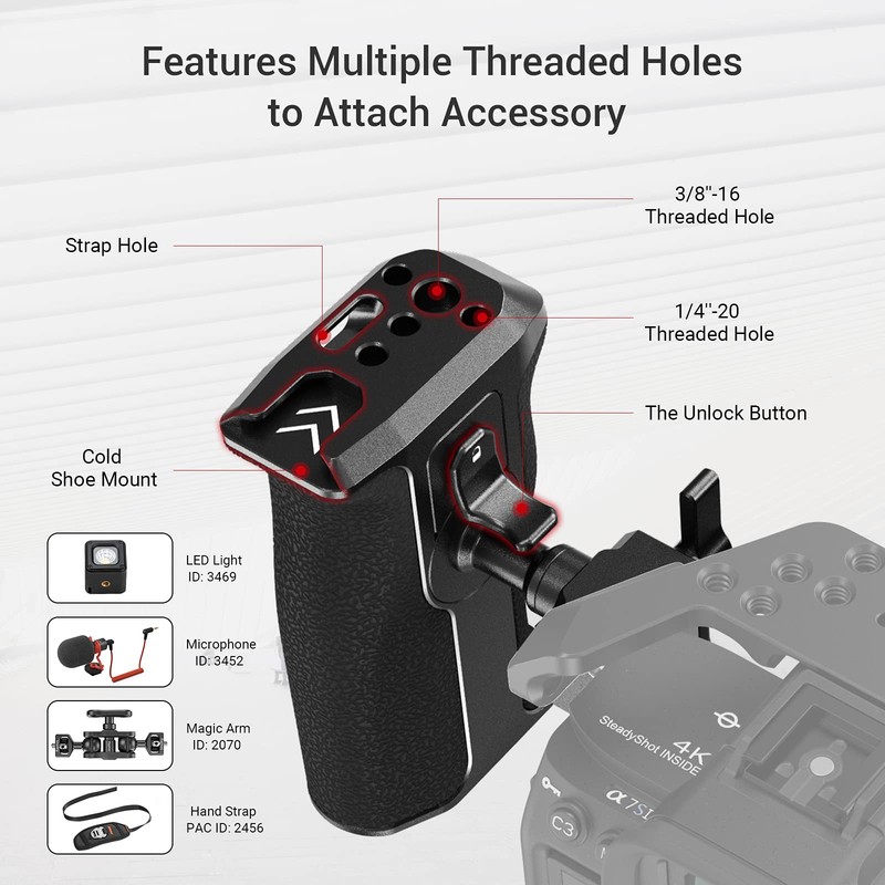 SMALLRIG NATO 3260 Side Grip with Rotating Push Button, Quick