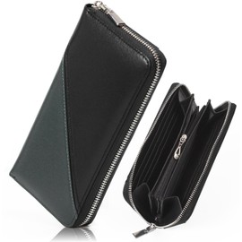 GROOVE GEAR ggs-1043 Genuine Leather Switching Wallet, Men's, Bi-Color, Long Wallet, Genuine Cow Leather, Gift, black/navy