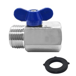 BesNPT Heavy Duty 3/4 Inch Stainless Steel Garden Hose Shut Off Valve 3/4"GHT Male to 3/4"GHT Female Connector