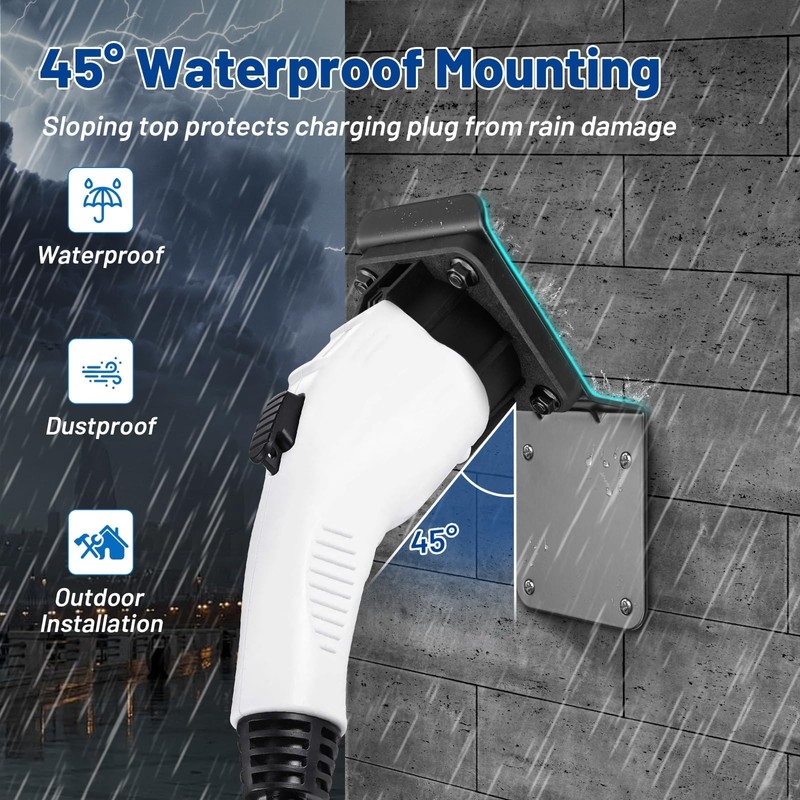 Anina EV Charger Holder for SAE J1772, Space Saving Downward