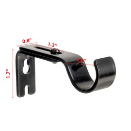 LISHINE 12 Pcs Curtain Rod Brackets for 1 Inch Rod, Adjustable Curtain Rod Holder, Heavy Duty Curtain Rod Hardware Brackets, Single Rod Bracket for Wall