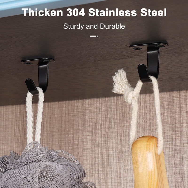 NearMoon Stainless Steel Screw Mounted Ceiling Hooks, Under-Shelf Towel/Robe Clothes