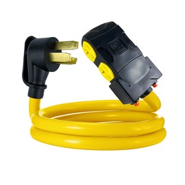 Power Convert Adapter Compatible with NEMA 10-50P to 4X 5-20R/15R with 20 Amp Circuit Breaker, 220/250V Electrical Stove/Range/Oven Male Plug Gas 110/125V