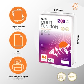 Ofituria A4 200 gsm 50 Sheets Multipurpose Paper for Laser Inkjet Printers, Copier, Office Supplies, School Supplies, Pack of 50 Sheets, 200 g