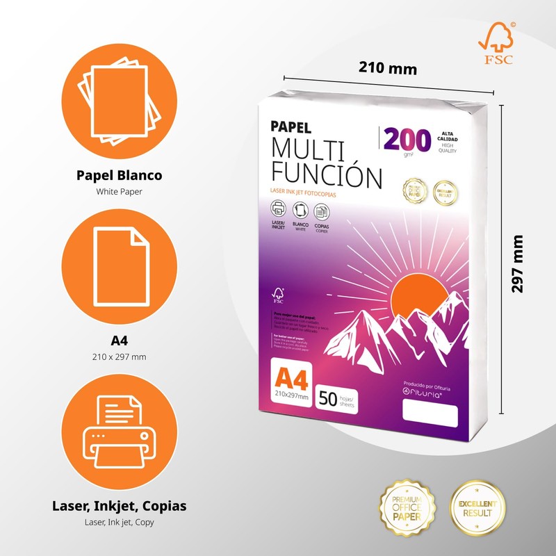 Ofituria A4 200 gsm 50 Sheets Multipurpose Paper for Laser