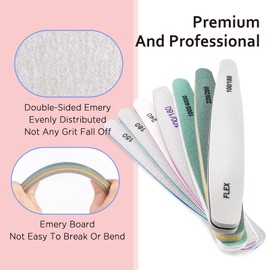 CHANSHIN Nail Files, 7 Pieces Professional Nail File Set, Buffer Emery Board, Gel Nails Manicure for Nail Trimming, Sanding, Polishing, Shiny Manicure