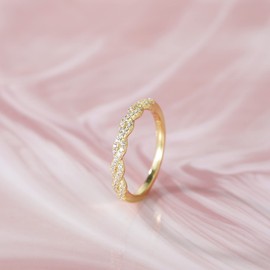 Titaniumcentral Women's 925 Silver Rose Gold Half Eternity Rings Narrow Twisted Cubic Zirconia Engagement Ring, Silver, Cubic Zirconia