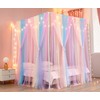 Akiky Canopy Bed Curtains with Lights 4 Corner Post Bed